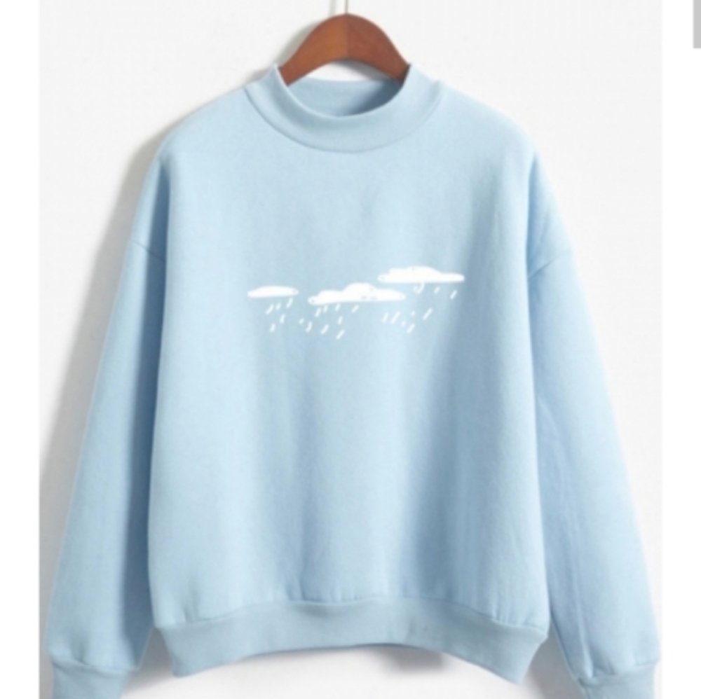 Rainy cloud print Sweatshirt sz L NWOT